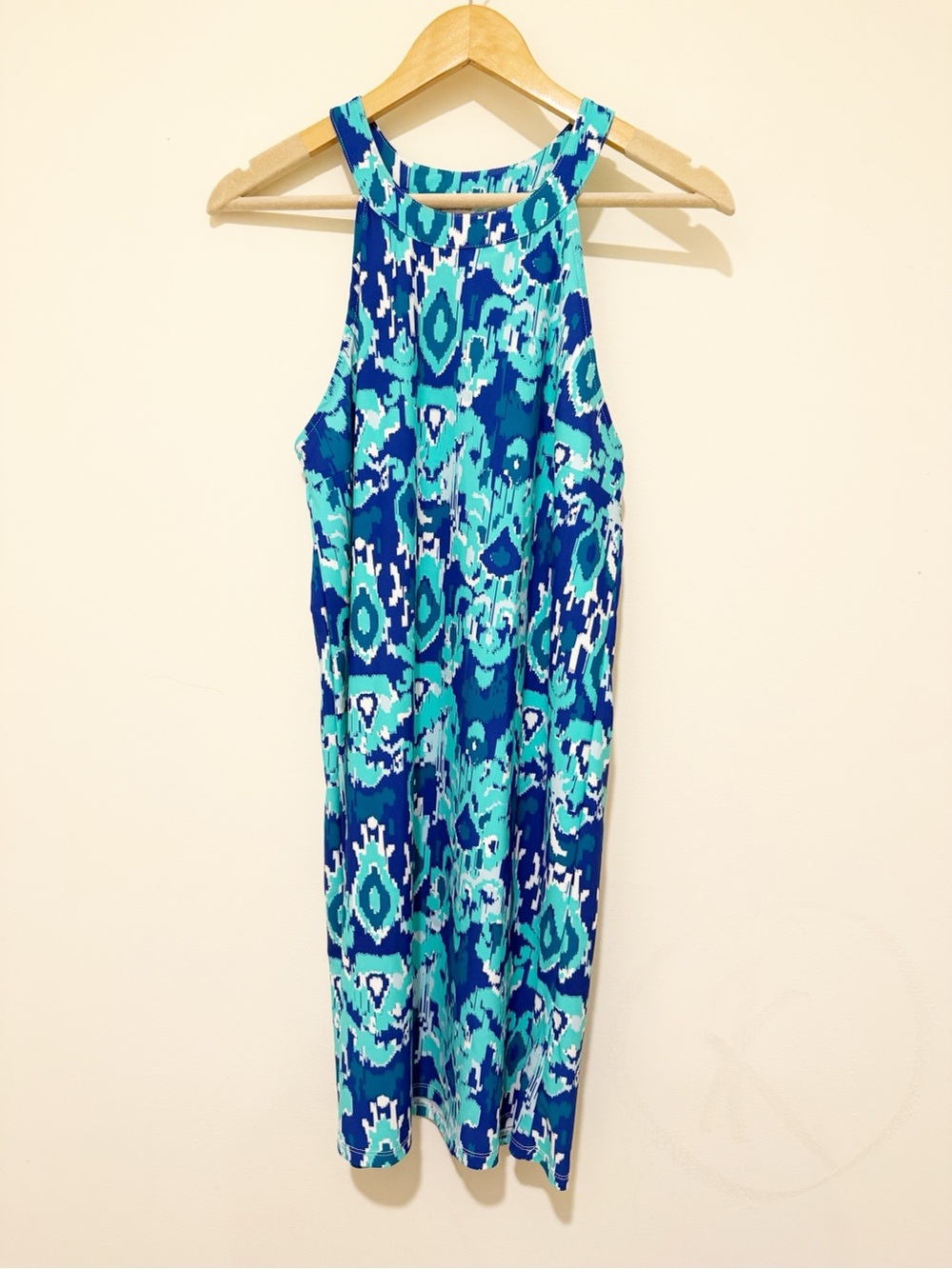 All For Color Blue & Teal Abstract Print Mini Dress